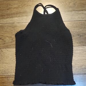 SO Black Fitted Ribbed Tank Top
